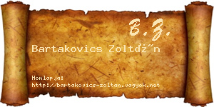 Bartakovics Zoltán névjegykártya